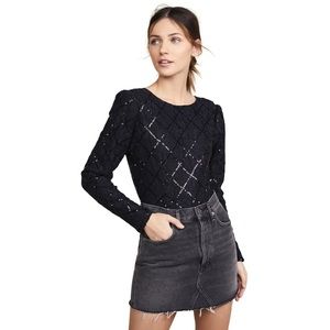 Retrofete Olivia Sequin Black Bodysuit Medium